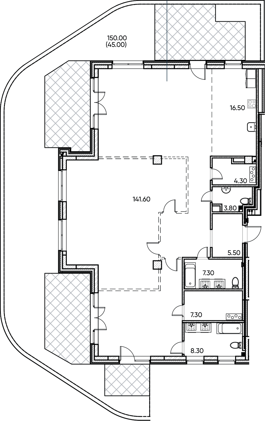 Планировка — Заман, 2-комн., 195 м²