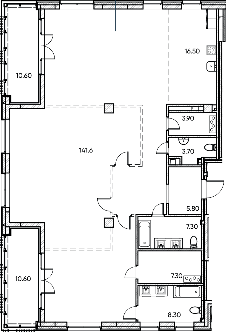 Планировка — Заман, 2-комн., 185 м²
