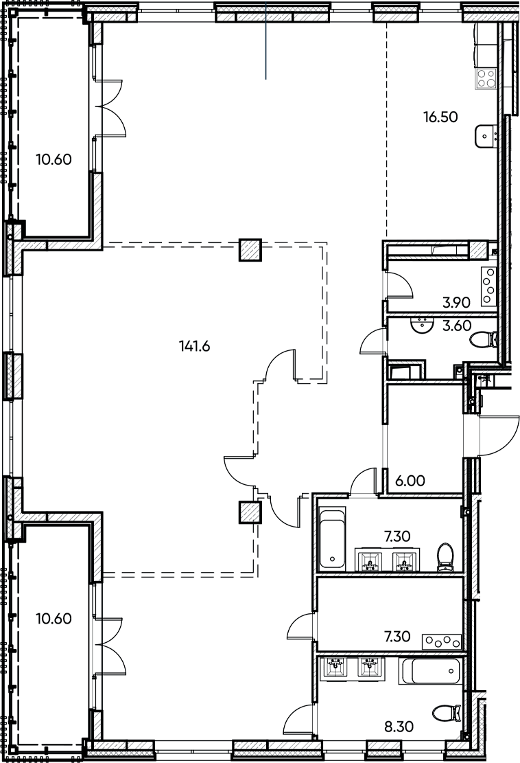 Планировка — Заман, 2-комн., 185 м²