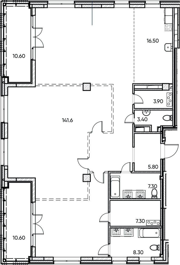Планировка — Заман, 2-комн., 185 м²