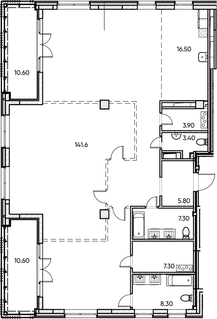 Планировка — Заман, 2-комн., 185 м²