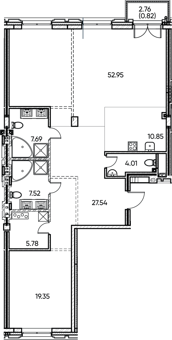 Планировка — Заман, 2-комн., 136 м²
