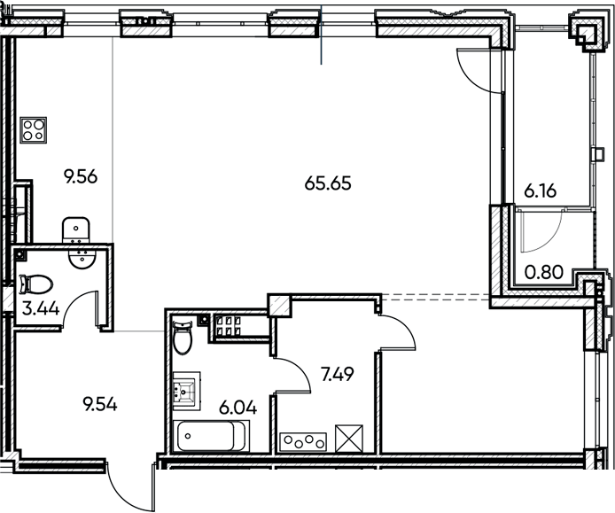 Планировка — Заман, 1-комн., 102 м²