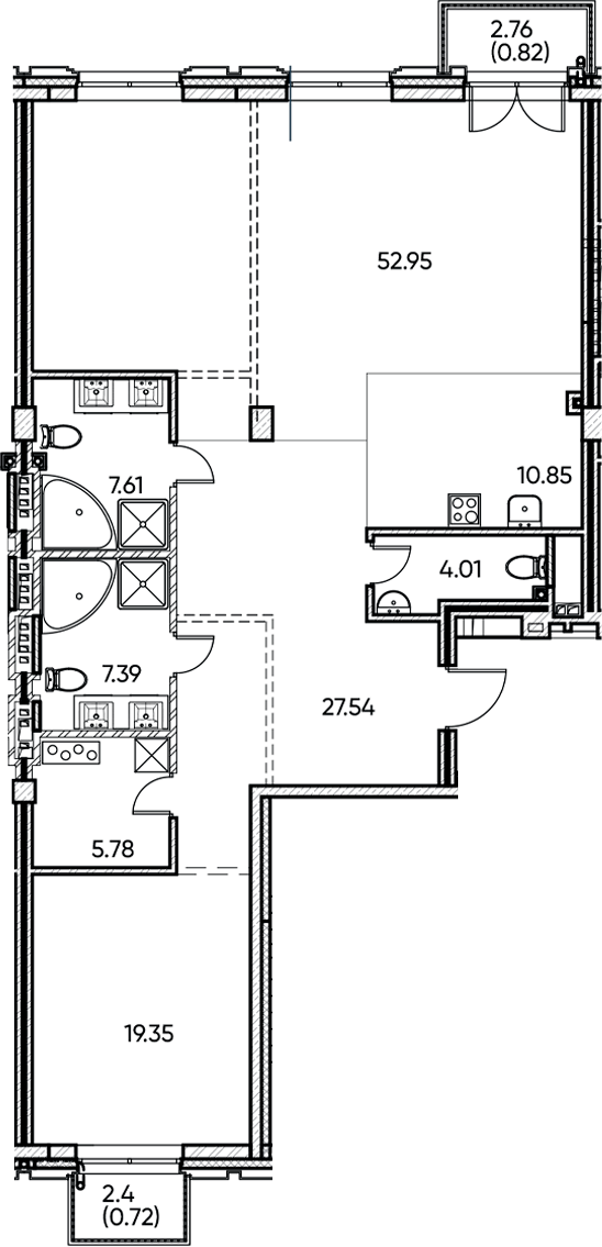 Планировка — Заман, 2-комн., 135 м²