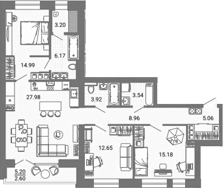 Планировка — Лес, 4-комн., 102 м²