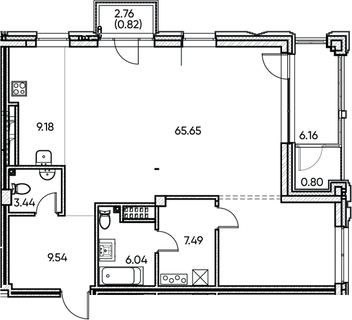 Планировка — Заман, 1-комн., 101 м²