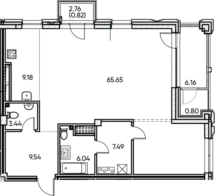 Планировка — Заман, 1-комн., 101 м²