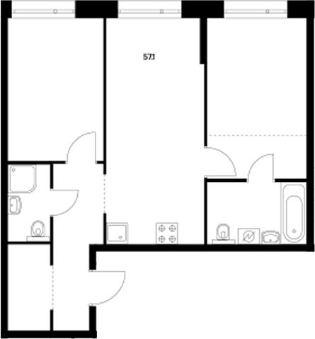 Планировка — Сиберово, 2-комн., 57 м²