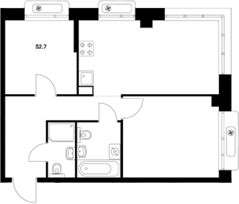 Планировка — Сиберово, 2-комн., 53 м²