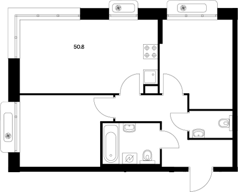 Планировка — Сиберово, 3-комн., 51 м²