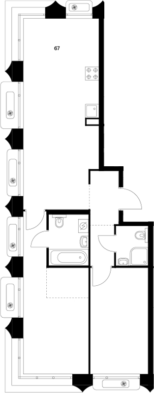 Планировка — Сиберово, 3-комн., 67 м²