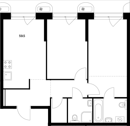 Планировка — Сиберово, 2-комн., 60 м²