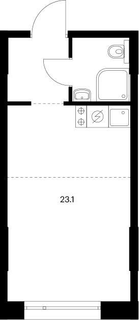 Планировка — Сиберово, Студия, 23 м²