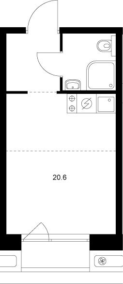 Планировка — Сиберово, Студия, 20 м²