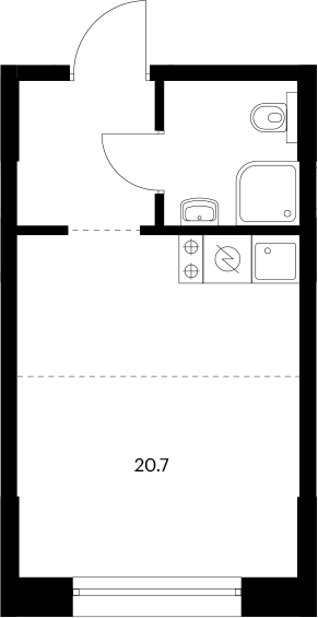Планировка — Сиберово, Студия, 21 м²