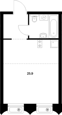 Планировка — Сиберово, Студия, 26 м²