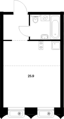 Планировка — Сиберово, Студия, 26 м²