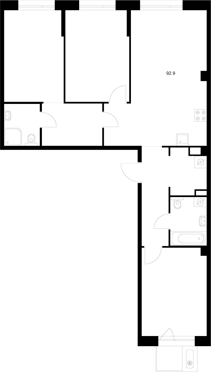 Планировка — Сиберово, 4-комн., 92 м²
