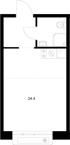 Планировка — Сиберово, Студия, 24 м²