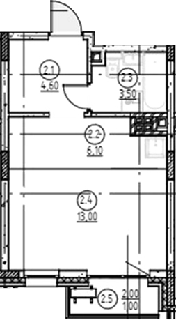 Планировка — Форест, Студия, 27 м²