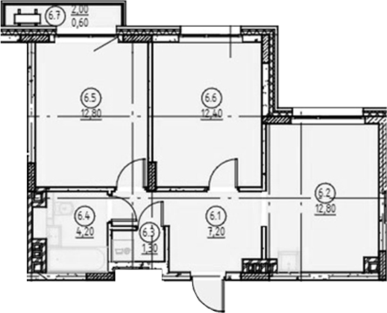 Планировка — Форест, 2-комн., 51 м²