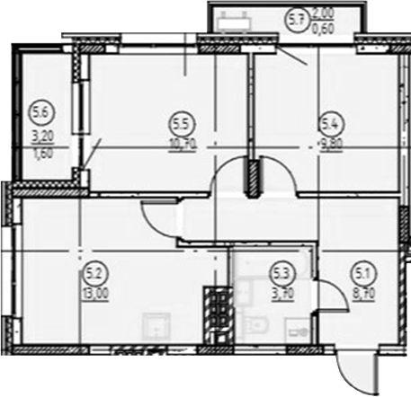 Планировка — Форест, 2-комн., 46 м²