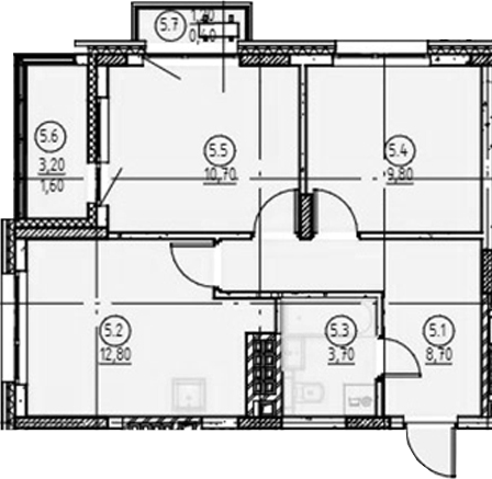 Планировка — Форест, 2-комн., 46 м²