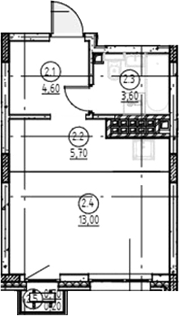 Планировка — Форест, Студия, 27 м²
