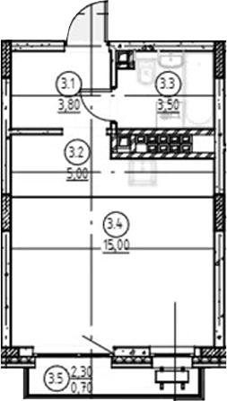Планировка — Форест, Студия, 27 м²
