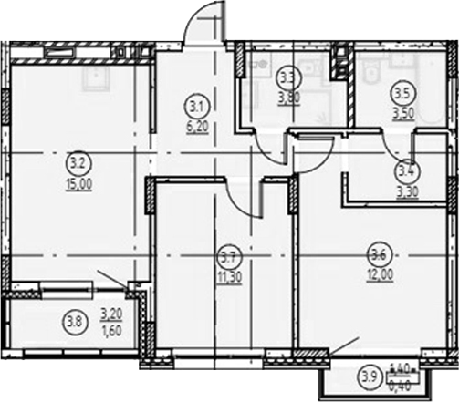 Планировка — Форест, 2-комн., 55 м²