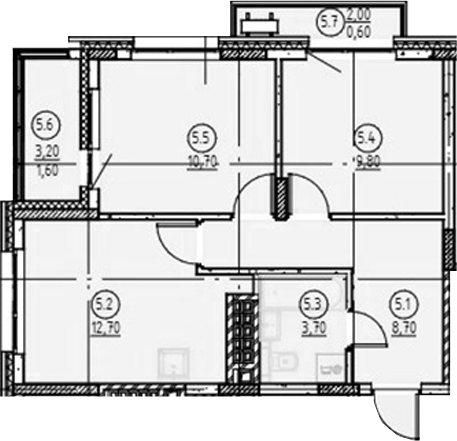 Планировка — Форест, 2-комн., 46 м²