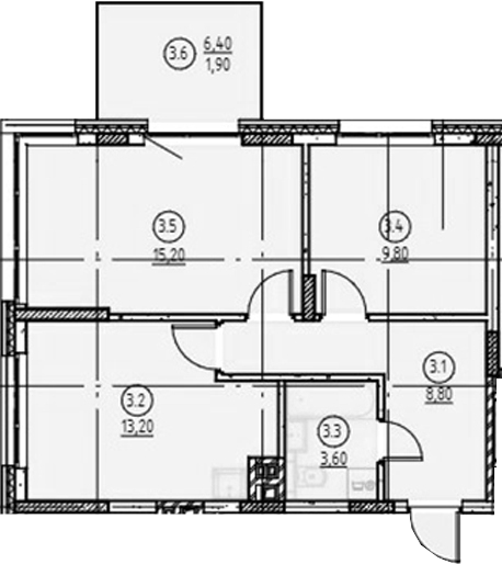 Планировка — Форест, 2-комн., 51 м²
