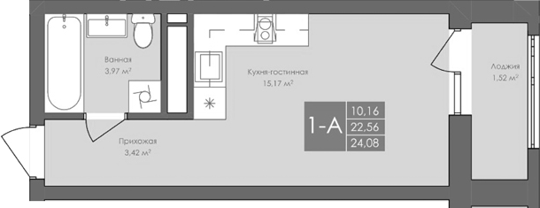 Планировка — Атом, Студия, 23 м²
