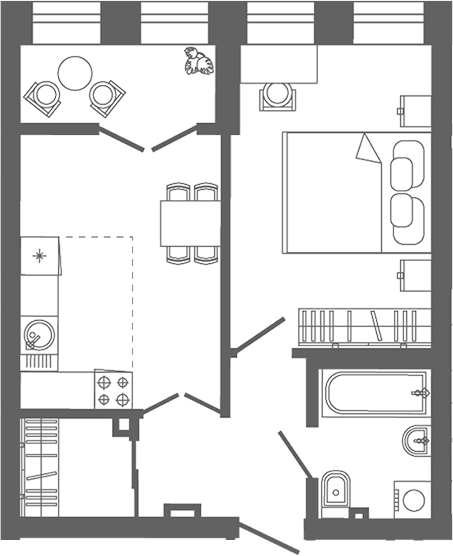 Планировка — Компаунд Проспект Мира, 1-комн., 43 м²