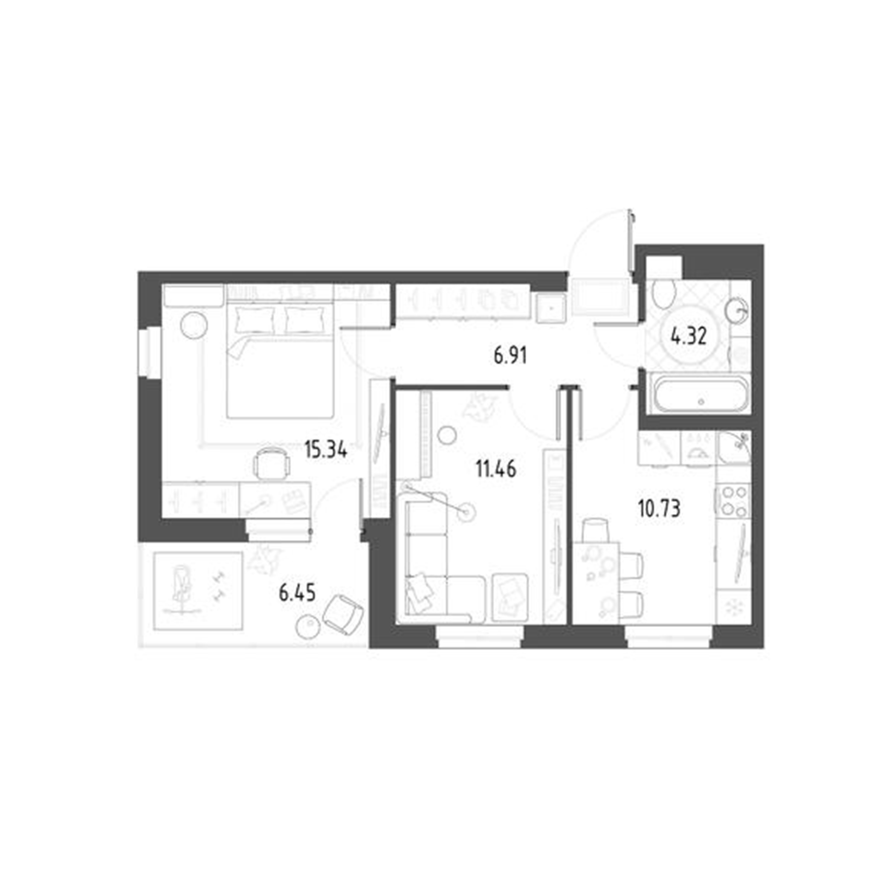 Планировка — Rauta, 2-комн., 53 м²