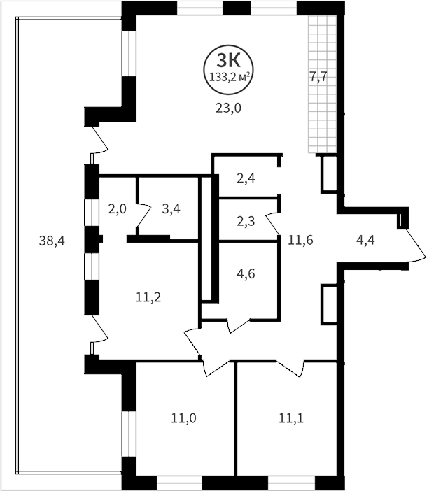 Планировка — Астон.Время, 3-комн., 95 м²