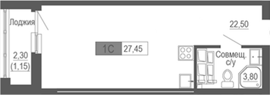 Планировка — Башня времени, Студия, 26 м²