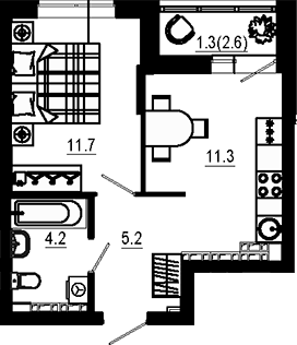 Планировка — Estelle, 1-комн., 32 м²