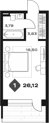 Планировка — Баден Баден Панорама, Студия, 26 м²