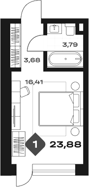 Планировка — Баден Баден Панорама, Студия, 24 м²