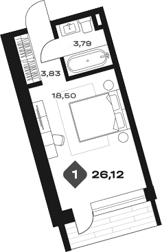 Планировка — Баден Баден Панорама, Студия, 26 м²