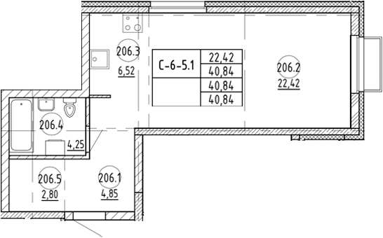 Планировка — Rauta, Студия, 41 м²