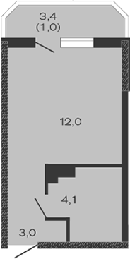Планировка — Дзенпарк, Студия, 19 м²