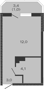 Планировка — Дзенпарк, Студия, 19 м²