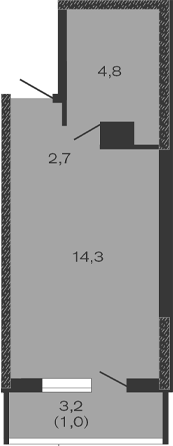 Планировка — Дзенпарк, Студия, 22 м²