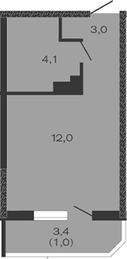 Планировка — Дзенпарк, Студия, 19 м²