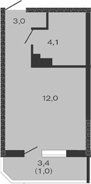 Планировка — Дзенпарк, Студия, 19 м²