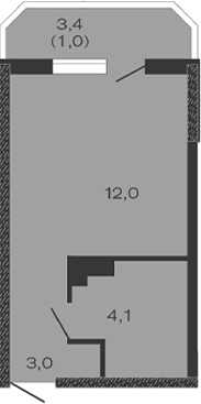 Планировка — Дзенпарк, Студия, 19 м²