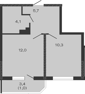 Планировка — Дзенпарк, 1-комн., 32 м²