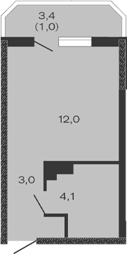 Планировка — Дзенпарк, Студия, 19 м²